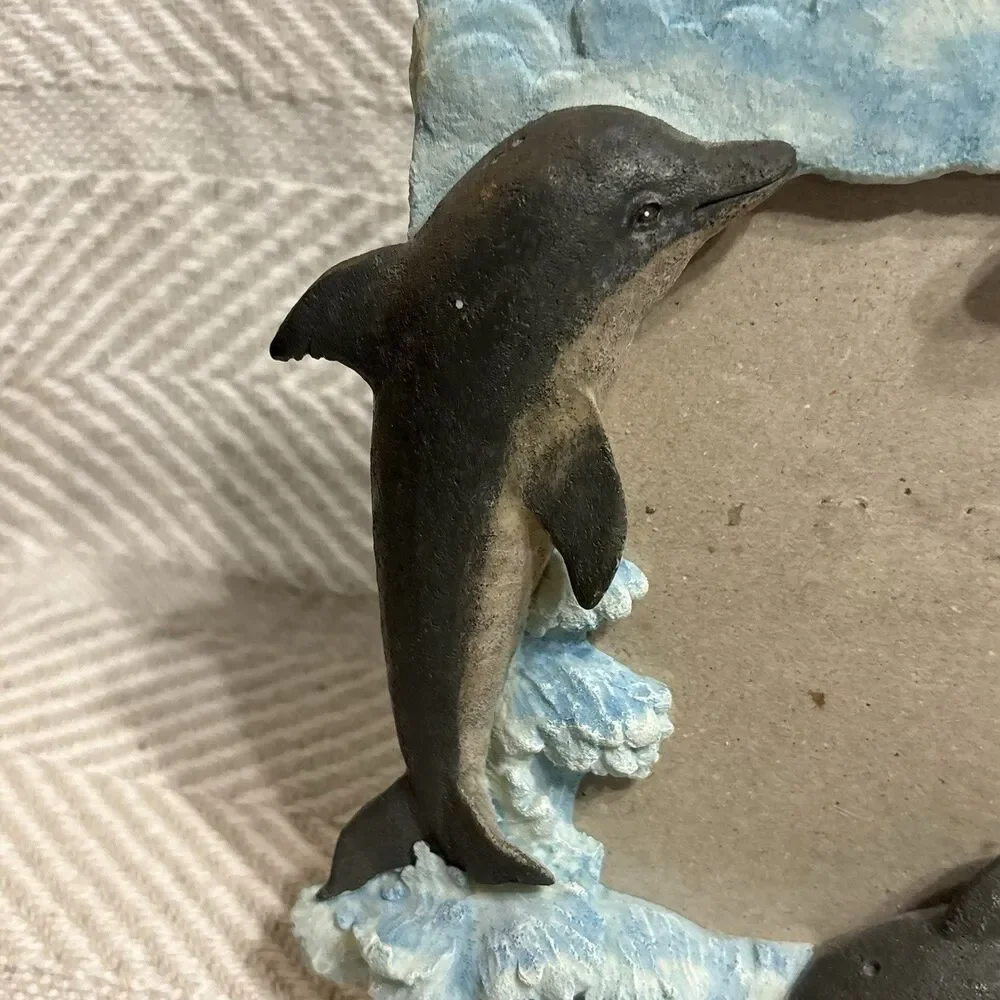 Vintage Dolphin Photo Frame 3D Colorful Holds 3-1/2